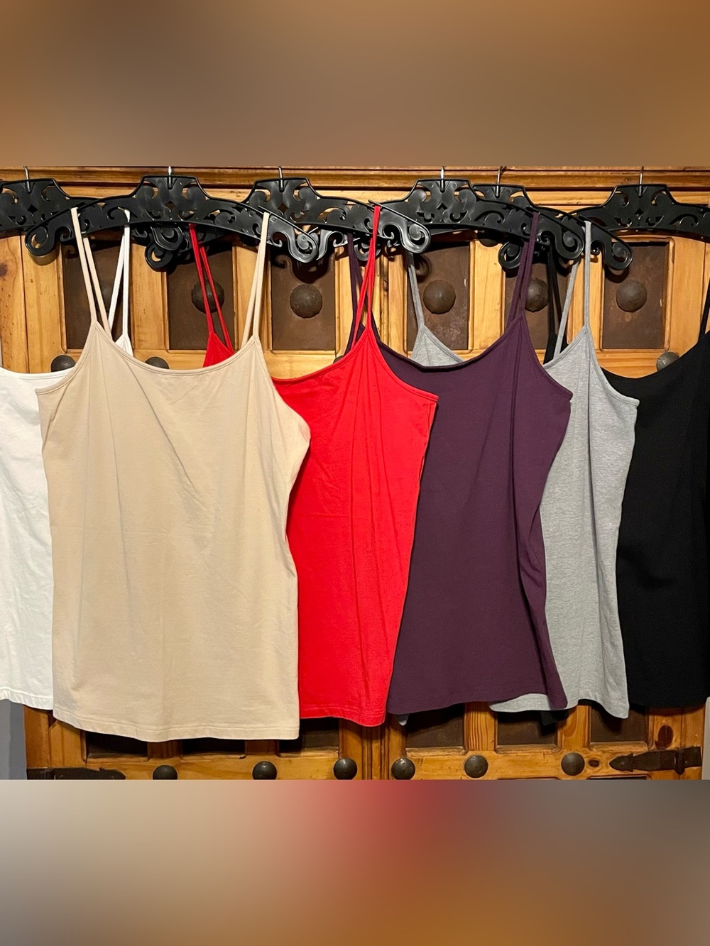 Lot of 6 spaghetti strap cami tops Time and True Size Large